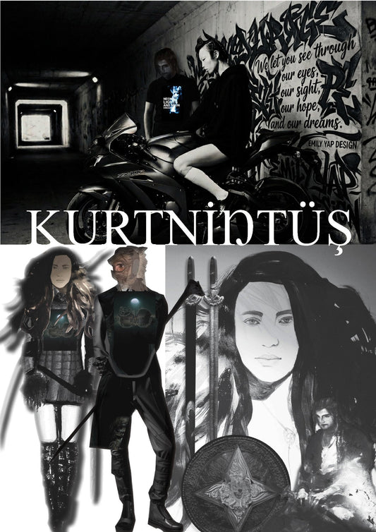 Armored characters Kurt Çamer and Xin Li inside a street tunnel for Kurtnintus wearable art collection