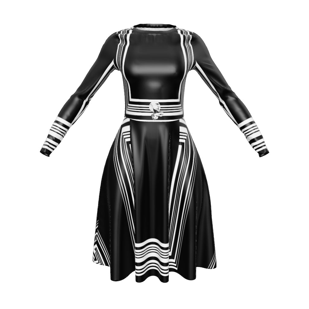 Arts & Stripes long sleeve midi dress