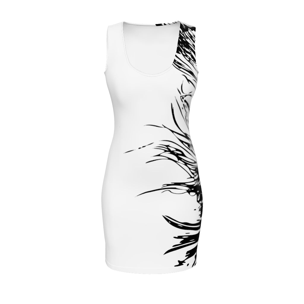 Feather White Bodycon dress